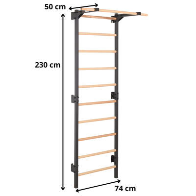 Sprossenwand STEEL PURE Graphit mit Klimmzugstange – weitere Produktansicht 2 – RINAGYM