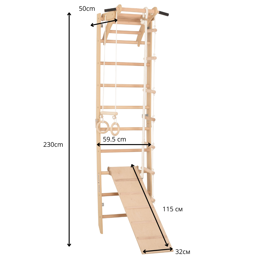 Sprossenwand SPR A mit Rutschbrett 230 cm – weitere Produktansicht 2 – RINAGYM