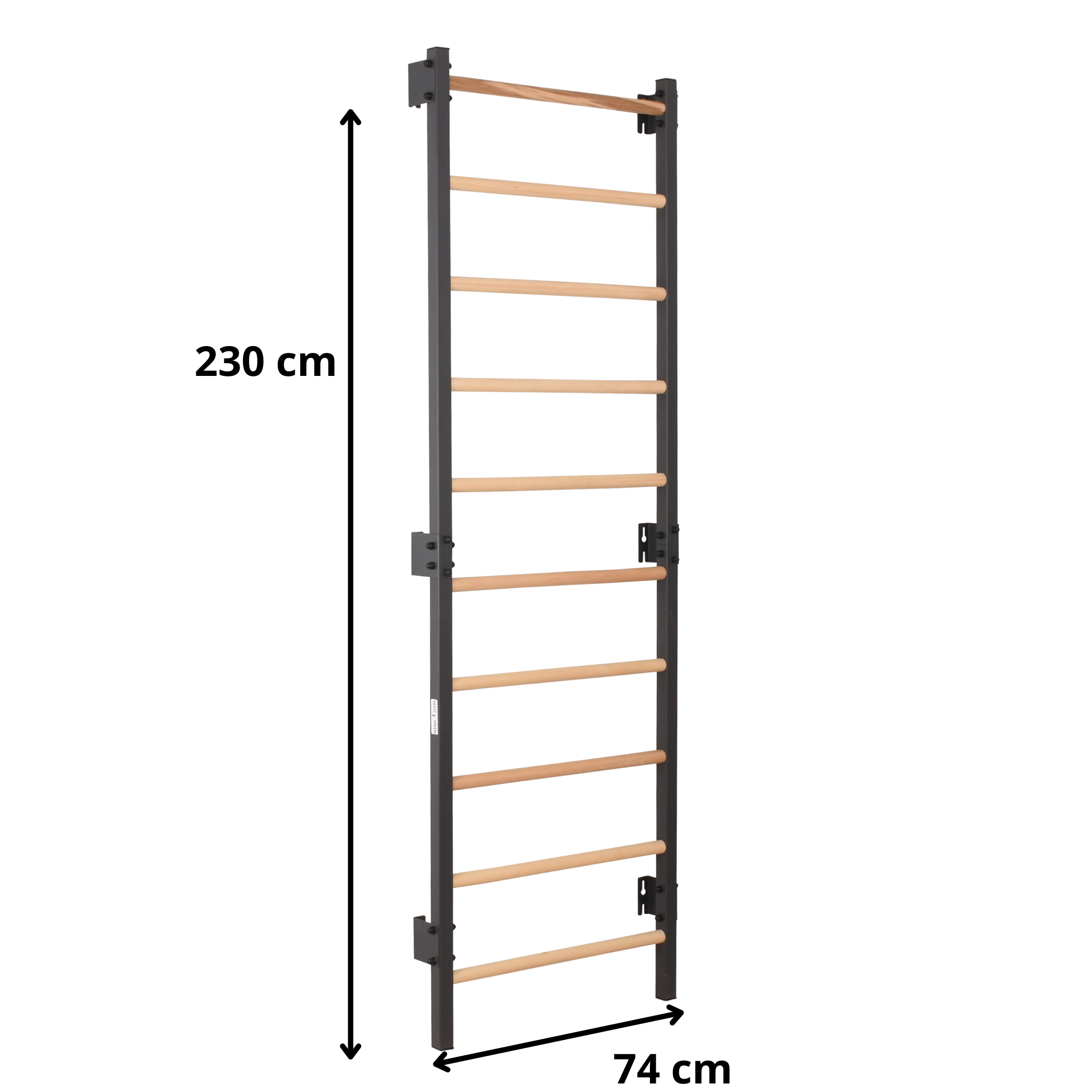 Sprossenwand STEEL 1 Graphit – Stahl & Buchenholz – weitere Produktansicht 2 – RINAGYM