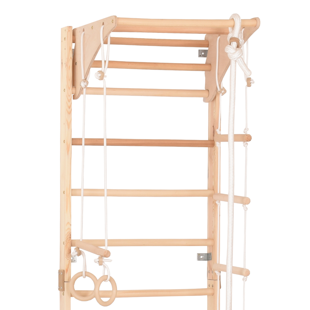 Sprossenwand Kombi 3 aus Holz mit Rutschbrett – weitere Produktansicht 8 – RINAGYM