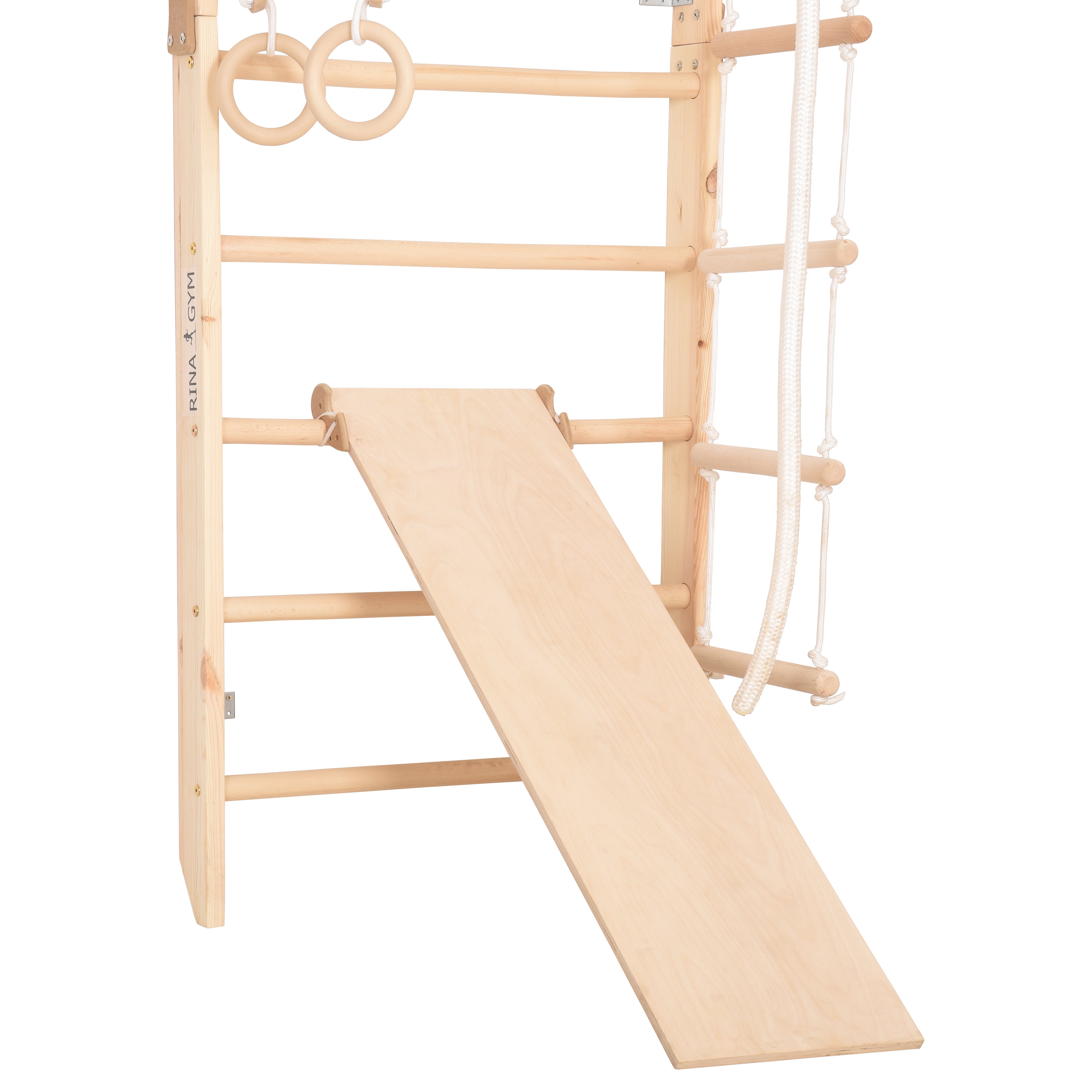 Sprossenwand Kombi 3 aus Holz mit Rutschbrett – weitere Produktansicht 15 – RINAGYM