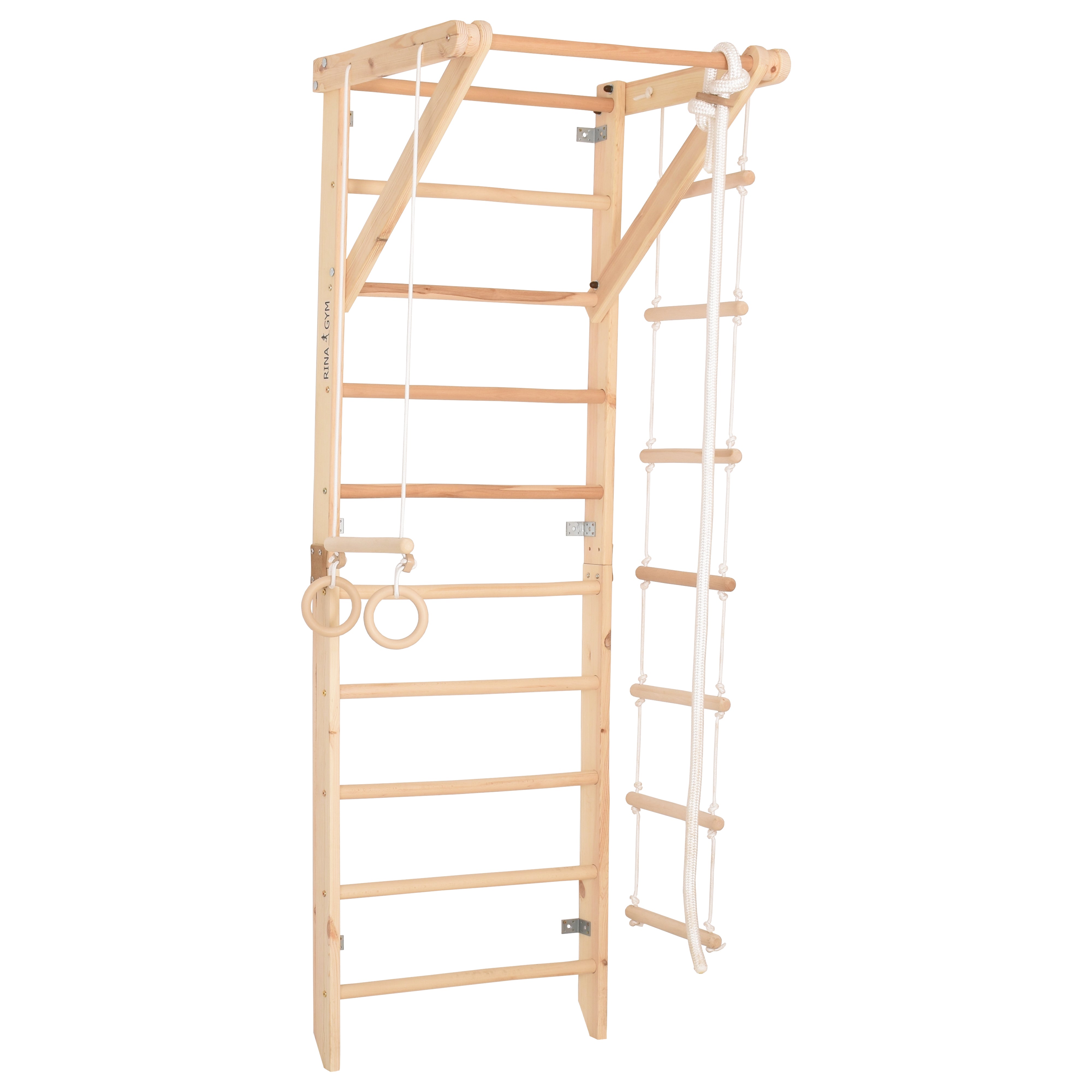 Sprossenwand Sport 2 aus Holz mit Klimmzugstange – RINAGYM