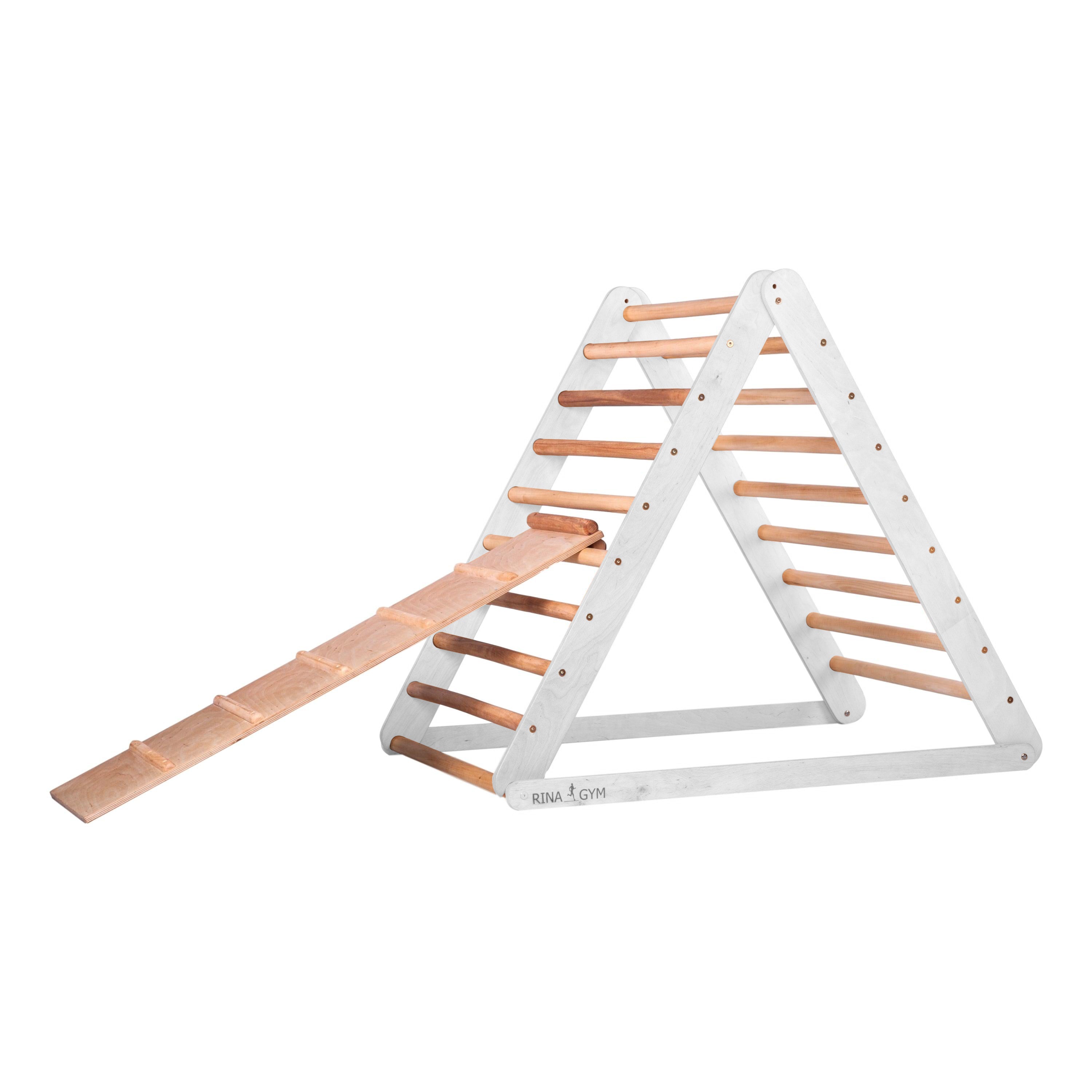 Kletterdreieck mit Rutsche weiß 115 cm – RINAGYM