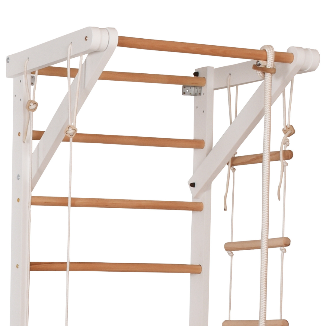 Sprossenwand Sport 2 weiß mit Klimmzugstange – weitere Produktansicht 10 – RINAGYM