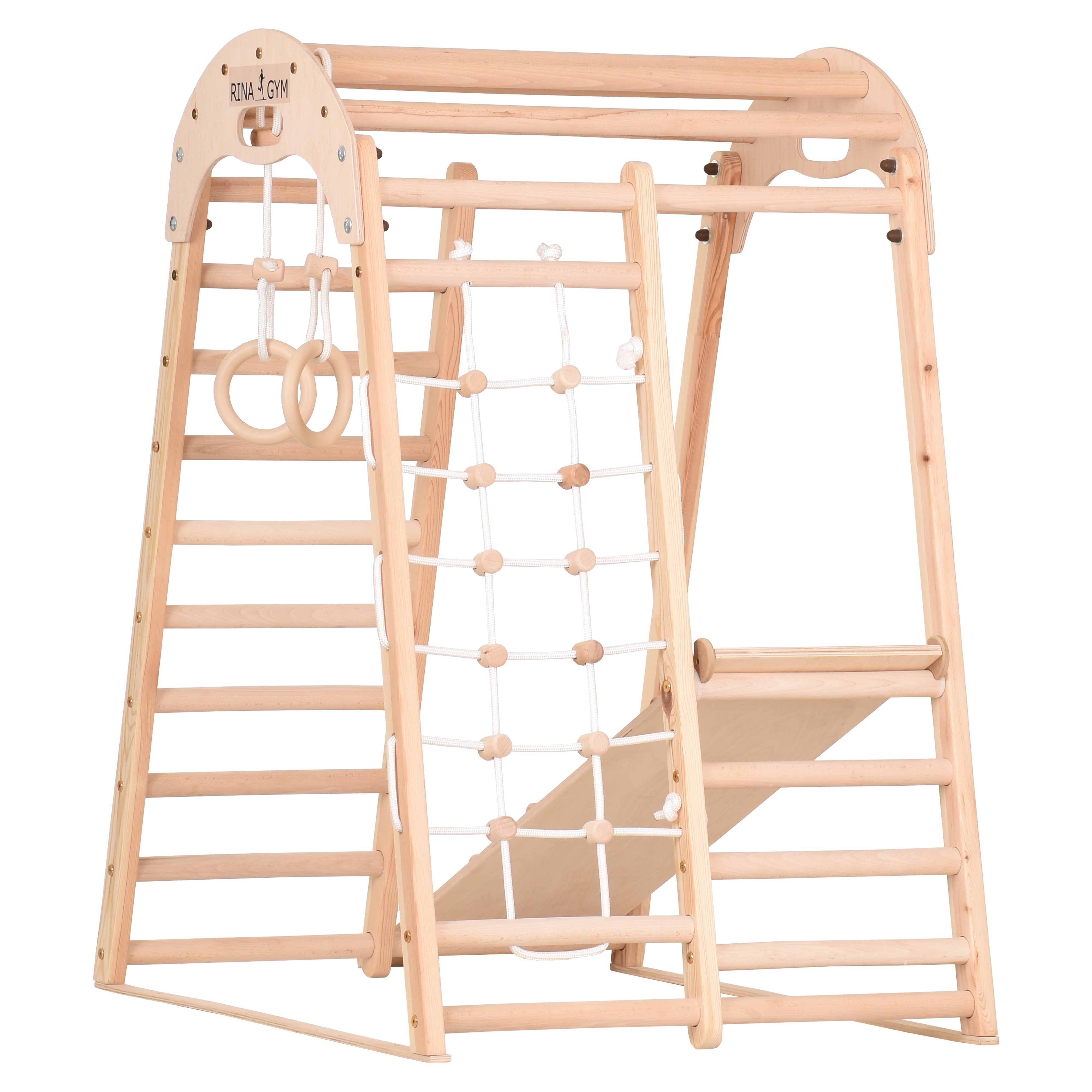 Indoor-Klettergerüst aus Naturholz – Produktansicht 3 – RINAGYM