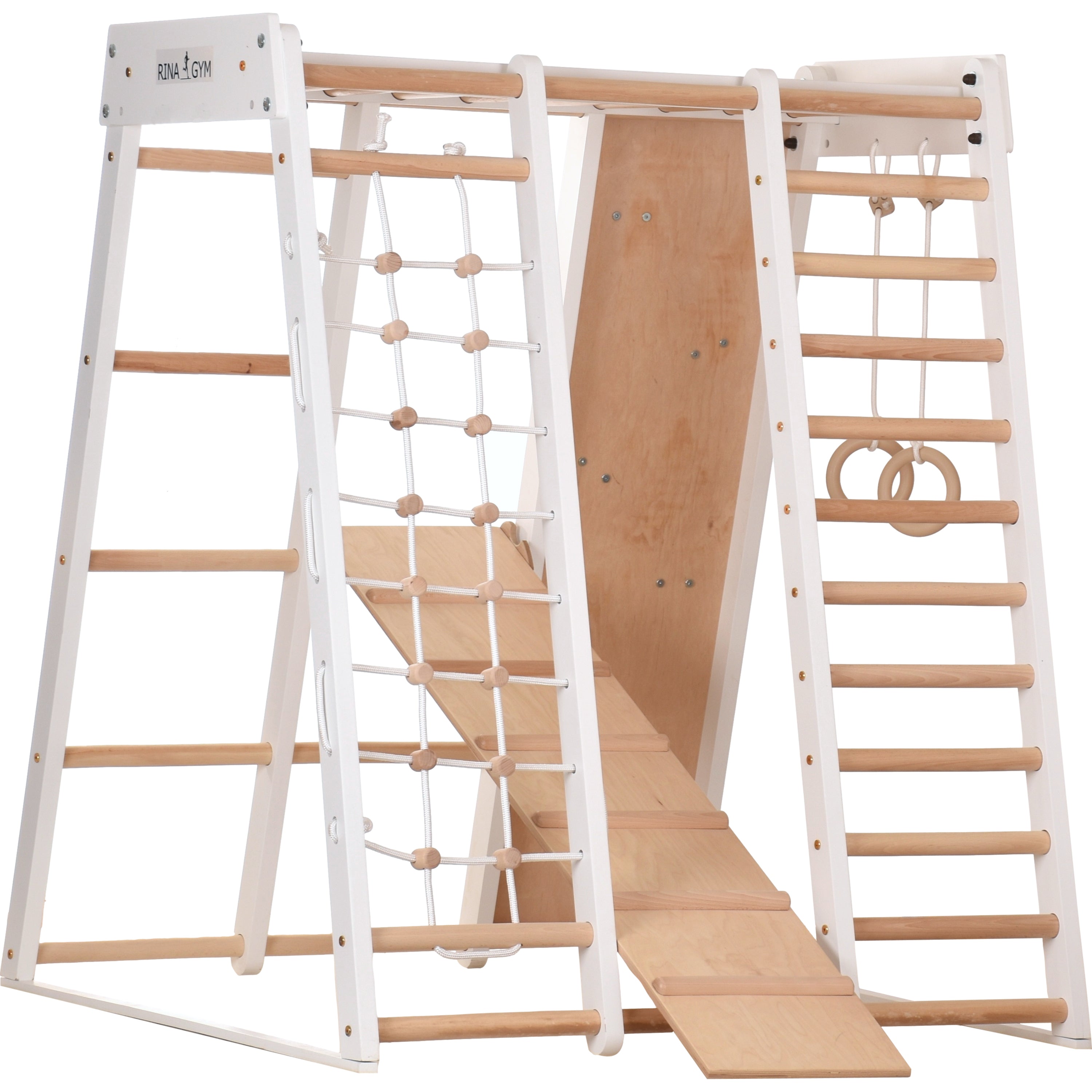 Indoor-Klettergerüst weiß 145 cm mit Netz – weitere Produktansicht 5 – RINAGYM